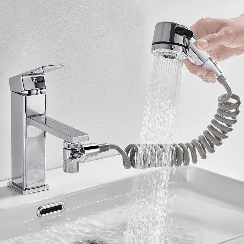 Bathroom Faucet Pull-out Hot and Cold Water Shower Head for Washing Hands and Face Basin Extension