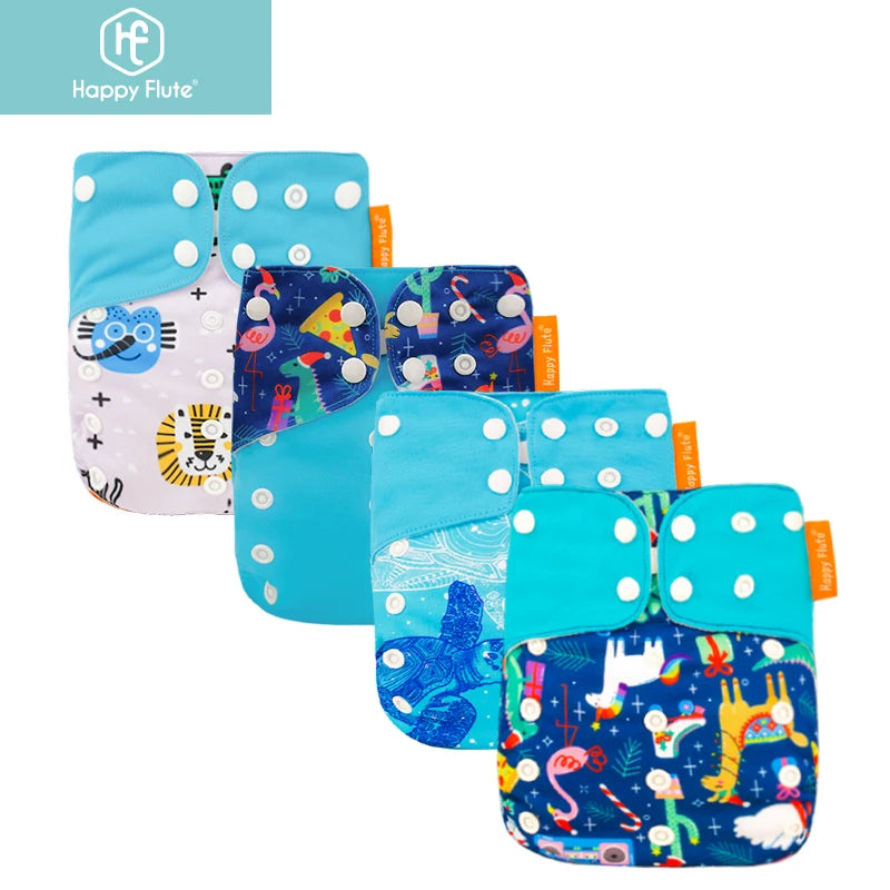 Happyflute 4pcs/set Adjustable Eco-friendly Baby Cloth Diaper Ecological Washable Reusable Diaper Fit 0-2year 3-15kg Infant