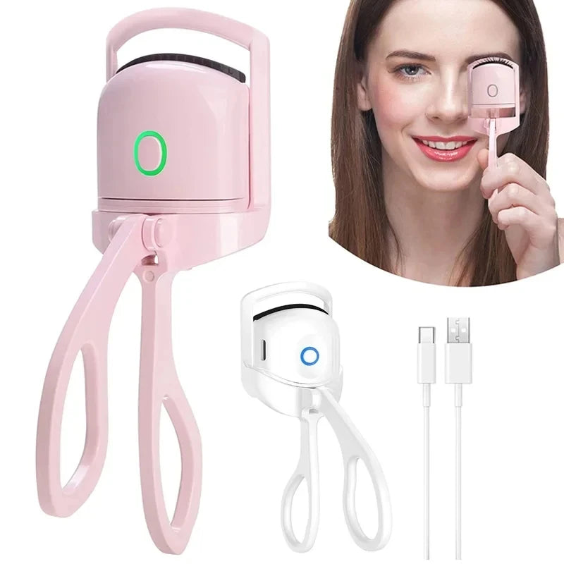Heated Eyelash Curler with Lcd Display Silicone Pads Eyelash Protection Natural Curling Without Damaging Eyelashes Rechargeable
