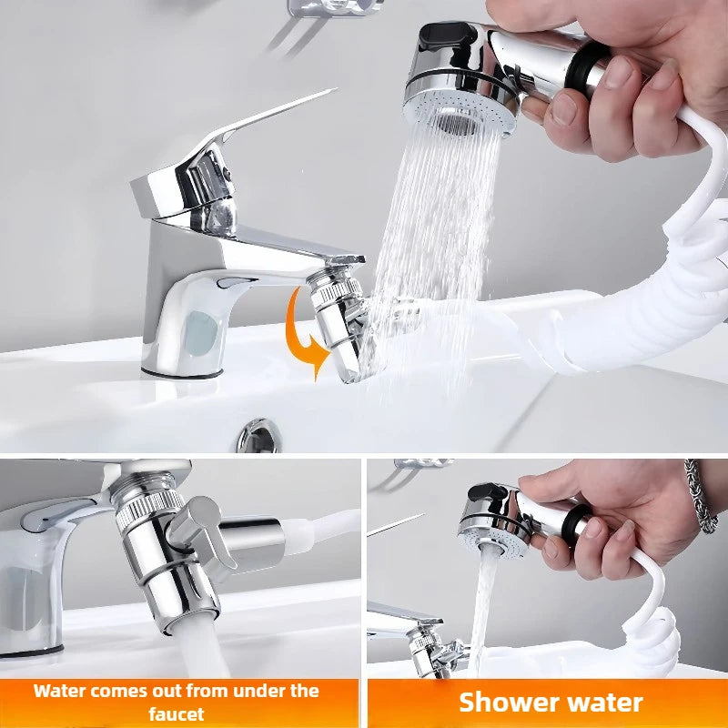 Bathroom Faucet Pull-out Hot and Cold Water Shower Head for Washing Hands and Face Basin Extension