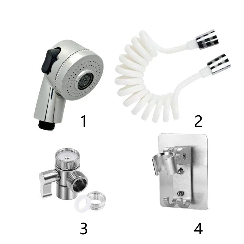 Bathroom Faucet Pull-out Hot and Cold Water Shower Head for Washing Hands and Face Basin Extension