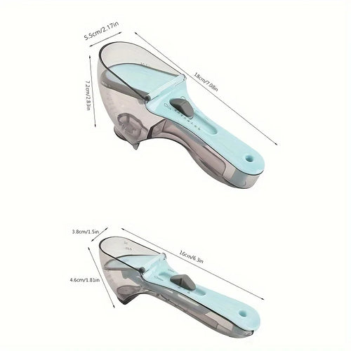 2pcs Adjustable Measuring Cups And Spoons Plastic Scoop Measuring Cup With Magnetic, For Dry And Liquid Ingredient Kitchen Tools