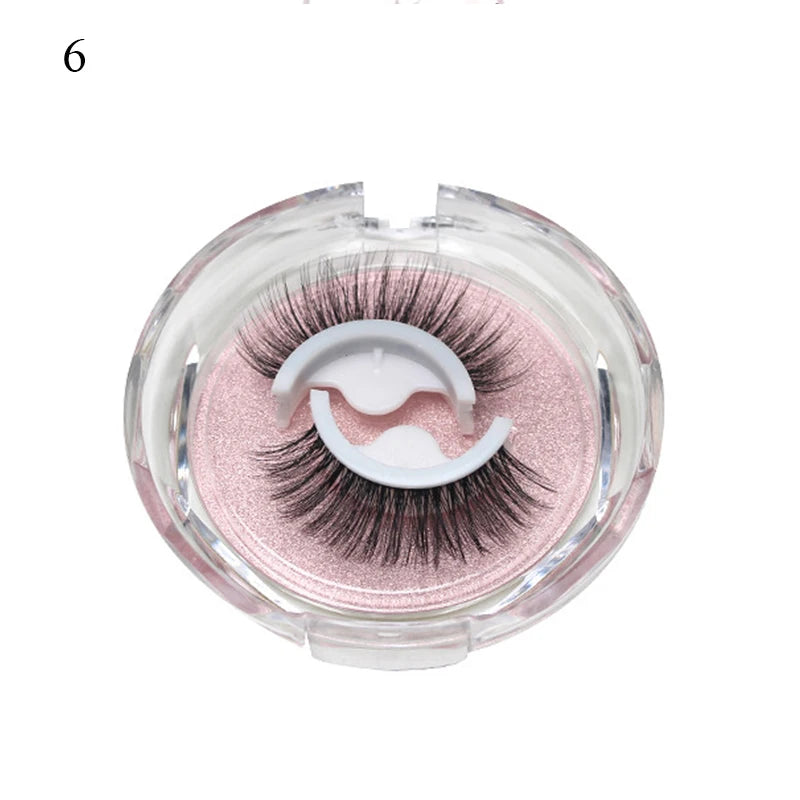 1Pair Makeup Self-adhesive Faux Mink False Eyelashes No Residue On The Skin 3D False Eyelashes Reusable Natural Long Eyelashes
