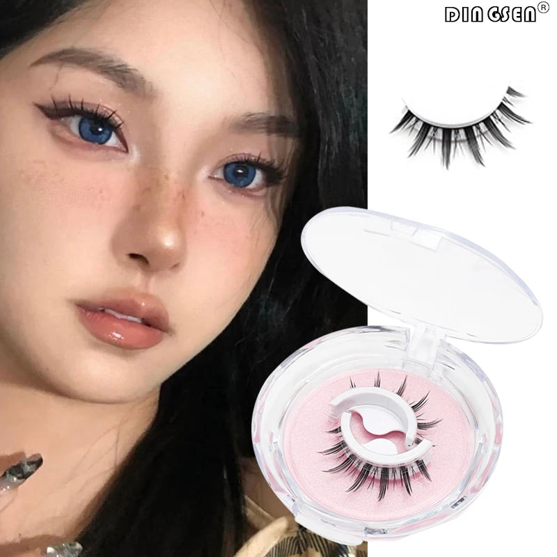 1Pair Makeup Self-adhesive Faux Mink False Eyelashes No Residue On The Skin 3D False Eyelashes Reusable Natural Long Eyelashes
