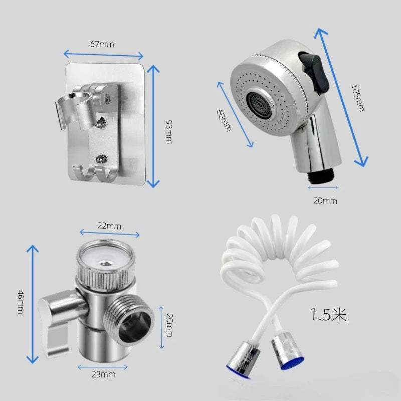 Bathroom Faucet Pull-out Hot and Cold Water Shower Head for Washing Hands and Face Basin Extension