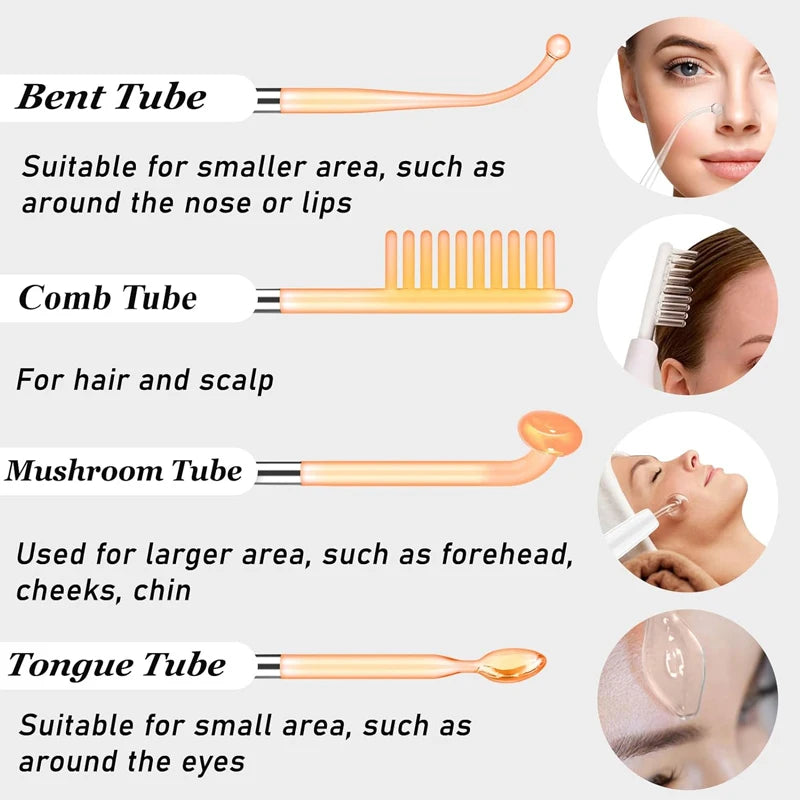 High Frequency Nozzle Attachment Mushroom Facial Body Glass Electrode HF  Tubes Neon Argon Violet Skin Care Tool