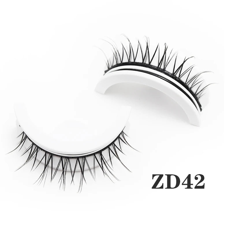 1Pair Makeup Self-adhesive Faux Mink False Eyelashes No Residue On The Skin 3D False Eyelashes Reusable Natural Long Eyelashes