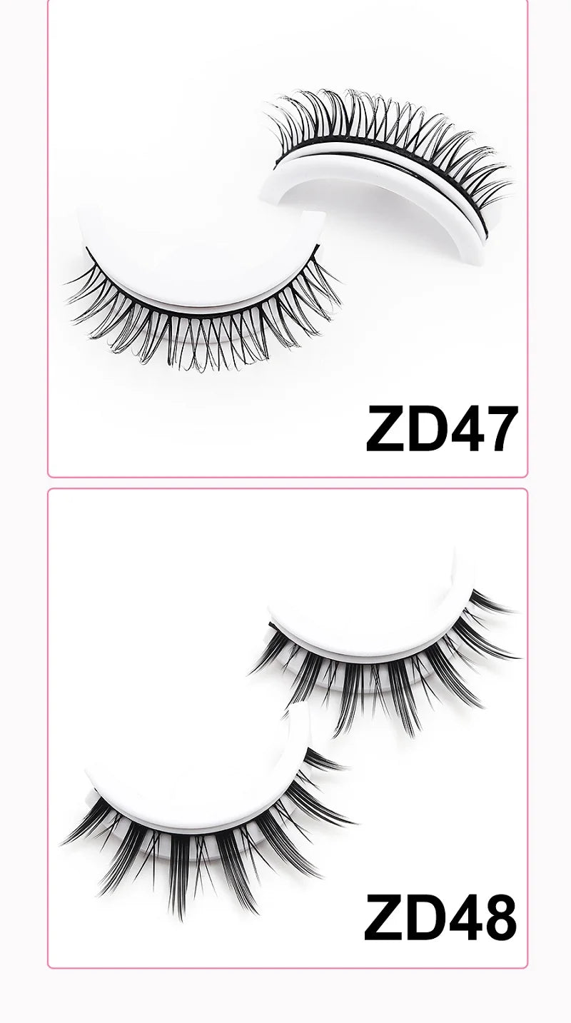 1Pair Makeup Self-adhesive Faux Mink False Eyelashes No Residue On The Skin 3D False Eyelashes Reusable Natural Long Eyelashes