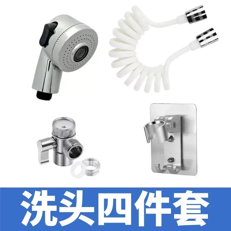 Bathroom Faucet Pull-out Hot and Cold Water Shower Head for Washing Hands and Face Basin Extension