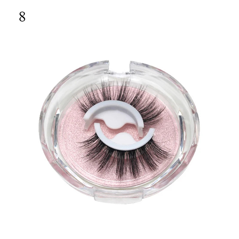 1Pair Makeup Self-adhesive Faux Mink False Eyelashes No Residue On The Skin 3D False Eyelashes Reusable Natural Long Eyelashes