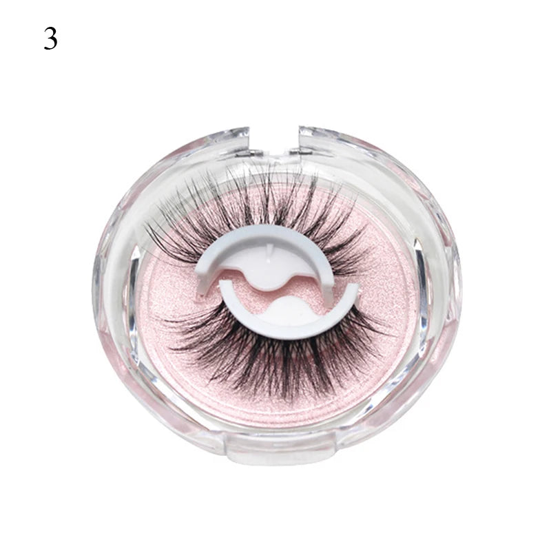 1Pair Makeup Self-adhesive Faux Mink False Eyelashes No Residue On The Skin 3D False Eyelashes Reusable Natural Long Eyelashes