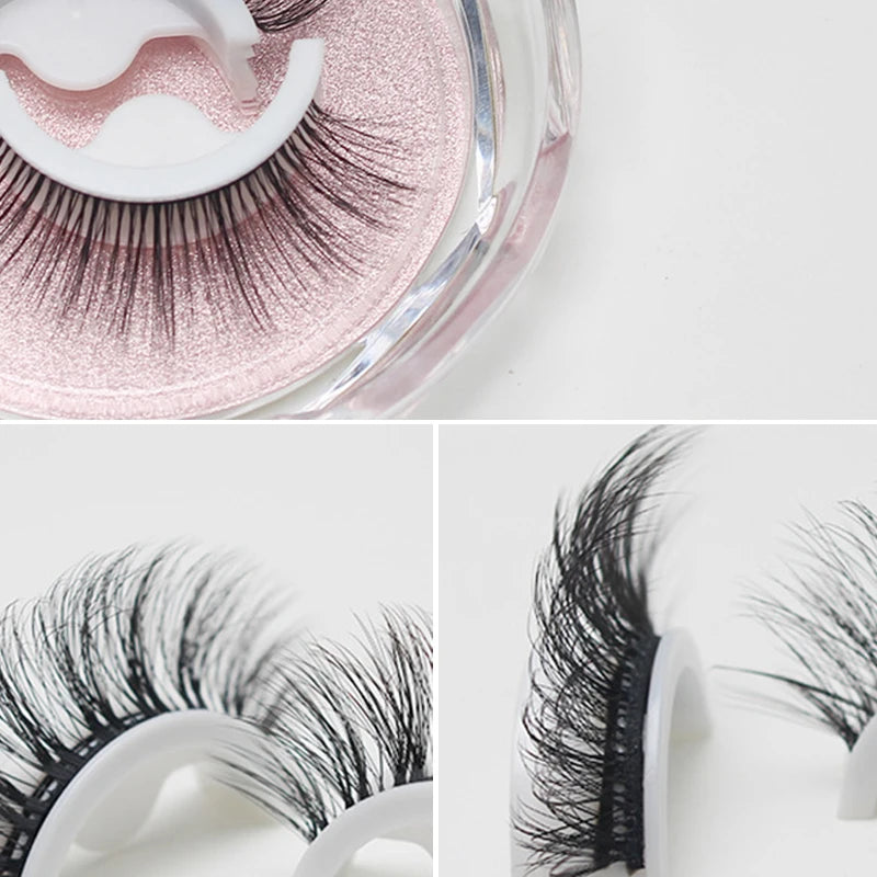 1Pair Makeup Self-adhesive Faux Mink False Eyelashes No Residue On The Skin 3D False Eyelashes Reusable Natural Long Eyelashes