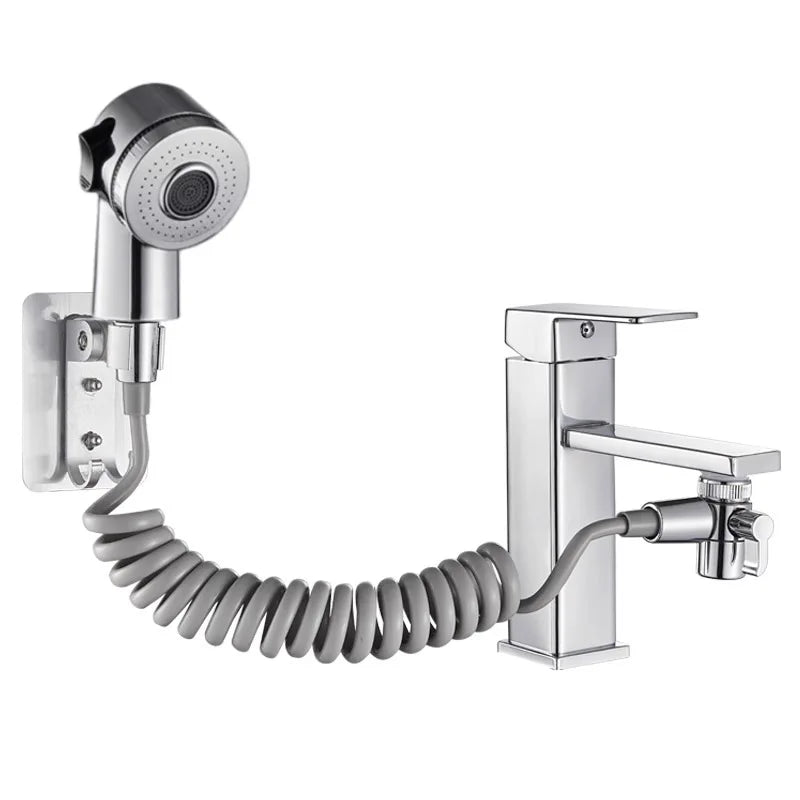 Bathroom Faucet Pull-out Hot and Cold Water Shower Head for Washing Hands and Face Basin Extension